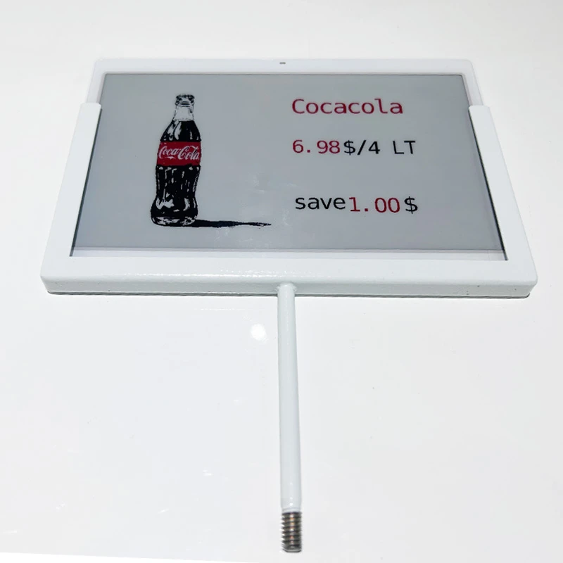 Etichetă electronică de preț de 7,3 inchi, montare cu șurub, stil Coca-cola